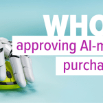 A robotic hand pressing a button, representing AI tools making purchasing decisions in a business environment.