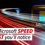Worker at a Windows 11 PC in a busy workplace, showing faster, more responsive computing that keeps jobs flowing.